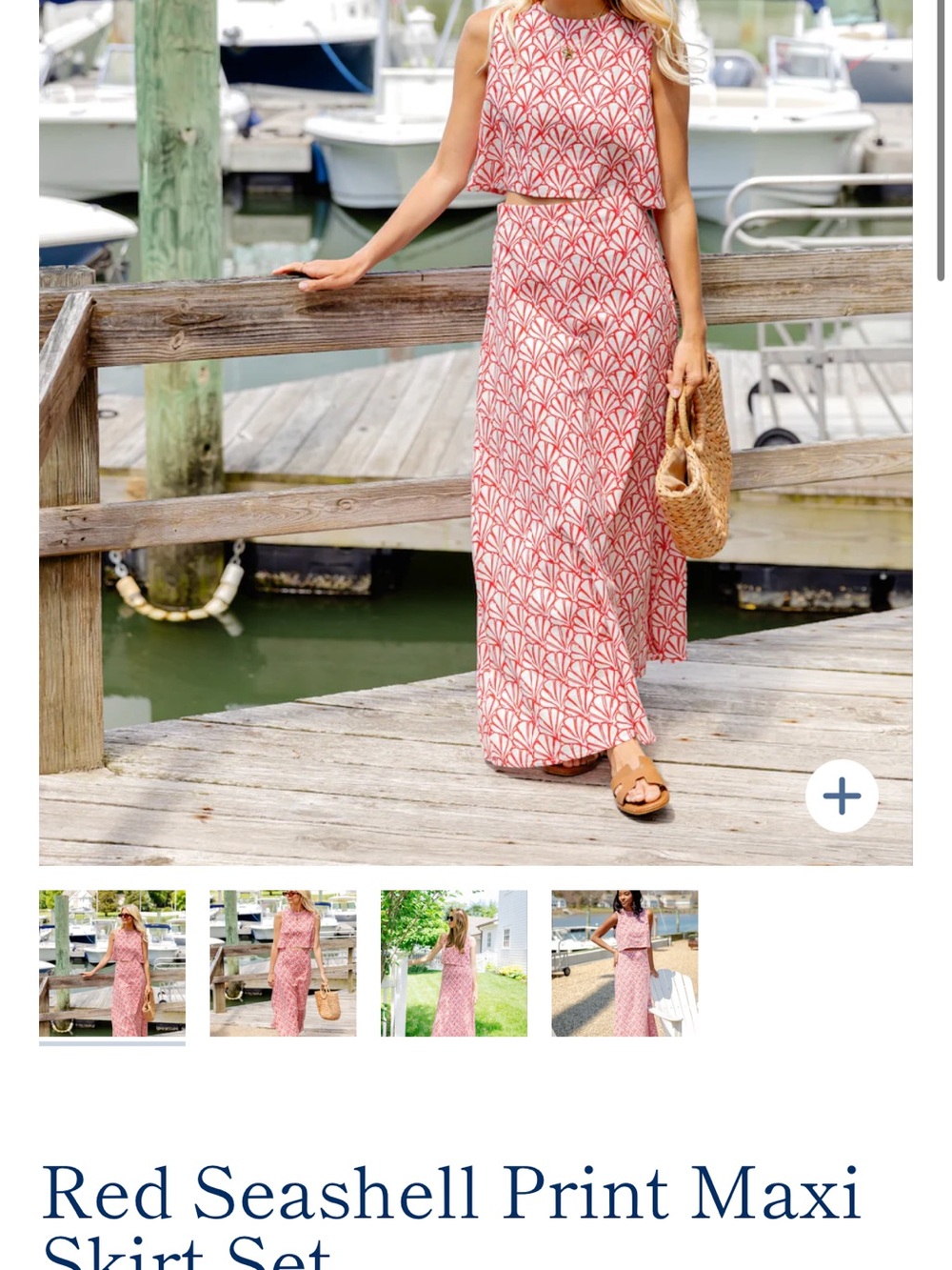 Sail to Sable Coral Seashell Print Maxi Dress Set Size Medium